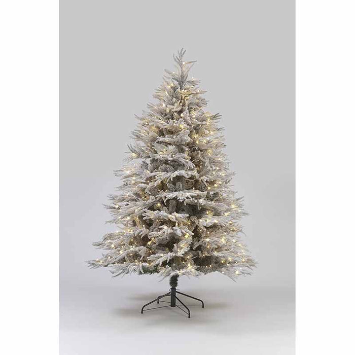 7FT Flocked Platinum Fir Pre-Lit