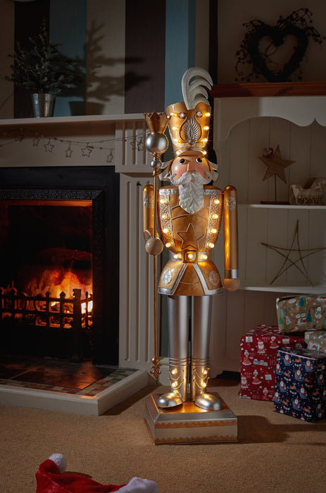 Inlit Giant Nutcracker - Gold & White