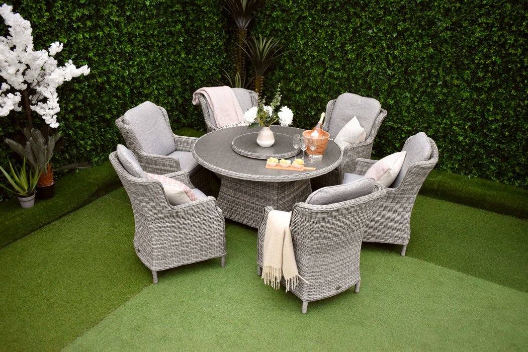 Tuscany Six Seater Grey Windsor Firepit Suite