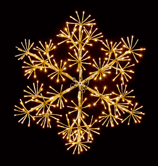 90cm Gold 660 Warm White LEDs Twinkling Snowflake