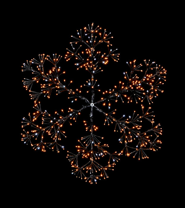 90cm Black 660 Vintage Gold LED Twinkling Snowflake