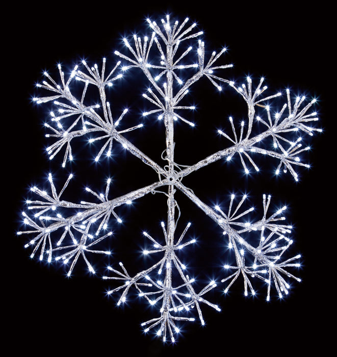 90cm Silver 660 White LED Lit Twinkling Snowflake