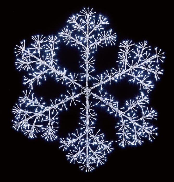 1.5m Silver 1080 White LED Twinkling Snowflake
