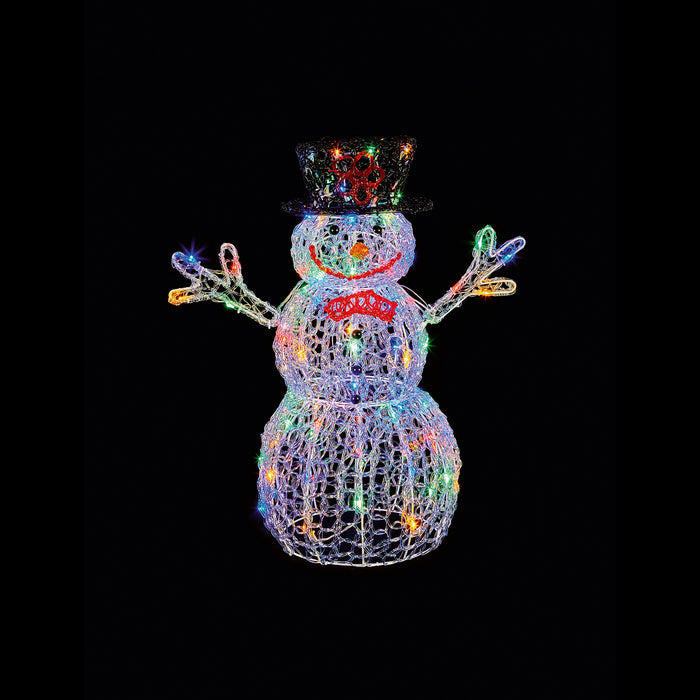 74cm Multi-Coloured LED Lit Acrylic Snowman