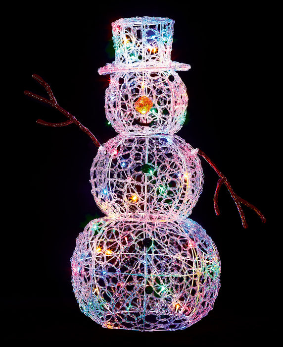 90cm Multi-Coloured LED Lit Acrylic Snowman
