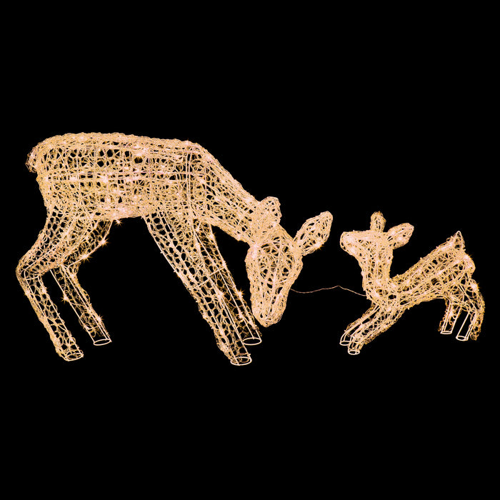 Mother and Baby LED Lit Acrylic Reindeers Warm White