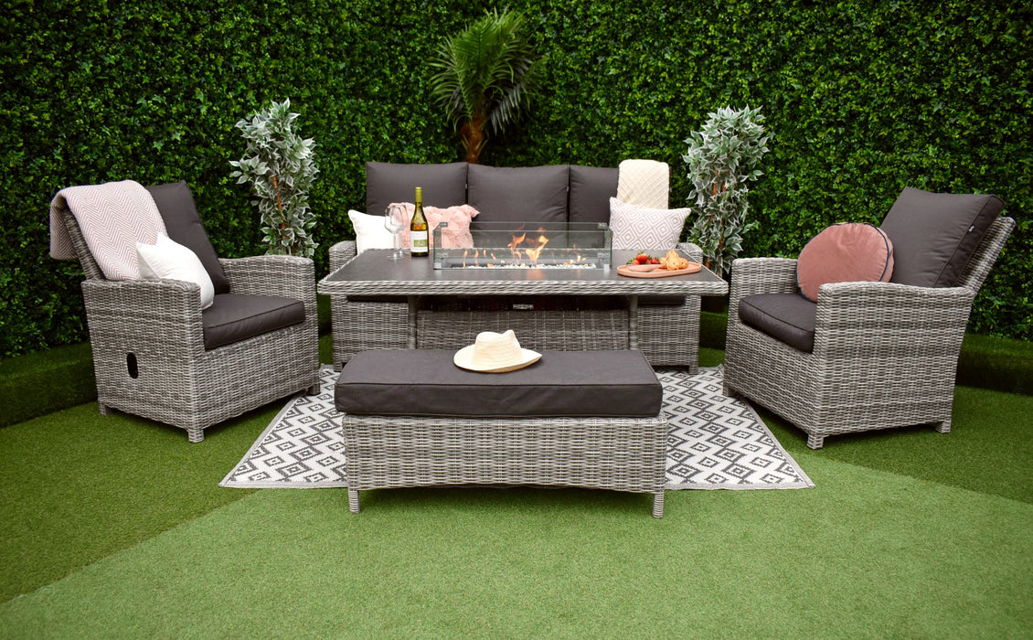 Tuscany Reclining 5pc Sofa Fire Pit Suite Charcoal