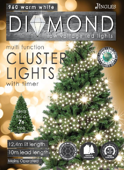 960 Cluster Diamond Cut Warm White LED Lights