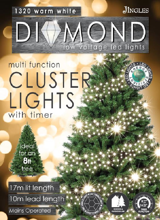 1320 Cluster Diamond Cut Warm White LED Lights