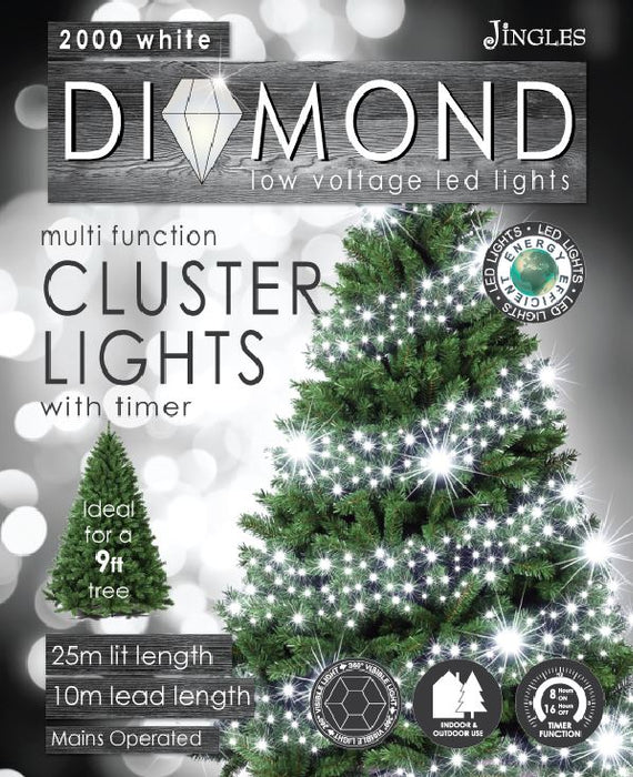 2000 Cluster Diamond Cut White LED Lights