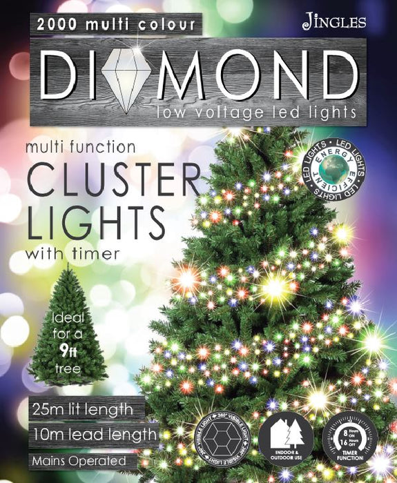 2000 Cluster Diamond Cut Multi Colour LED Lights
