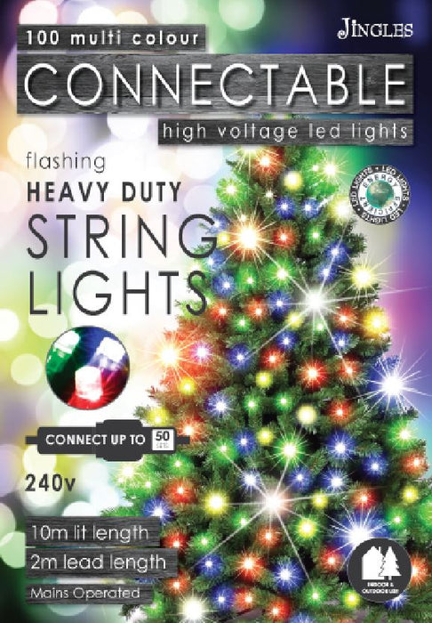 100 Connectable Multi Coloured Flashing LED Lights
