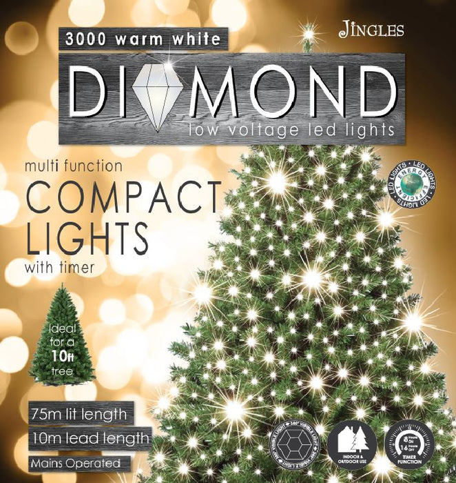 3000 Compact Diamond Cut Warm White LED Lights