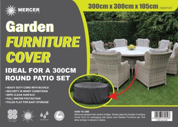 Garden Furniture Circular Table Cover - 8 seat