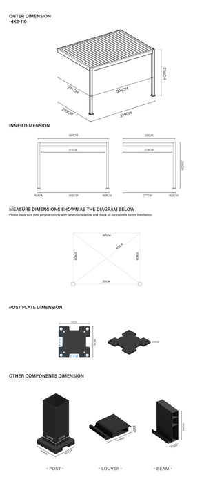 Hampton Wall Mounted 3m x 4m Pavilion