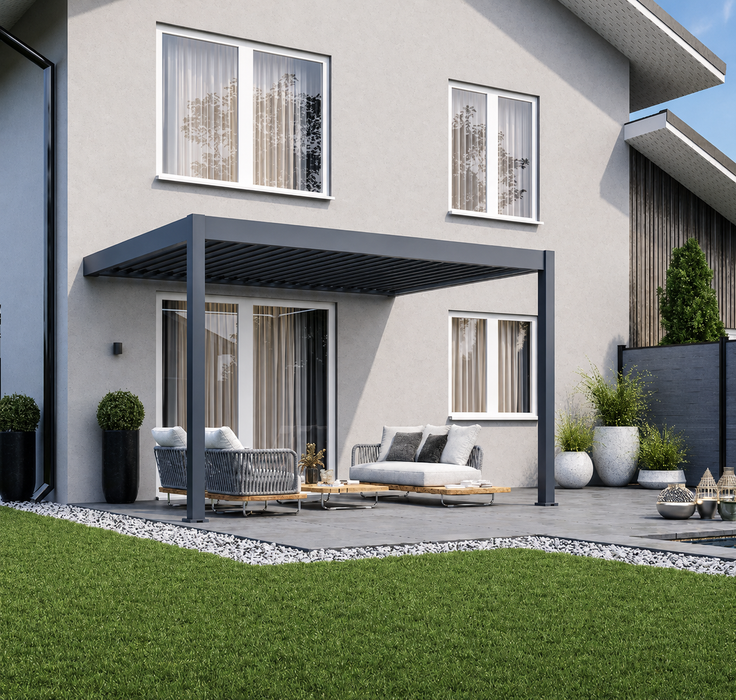 Hampton Wall Mounted 3m x 4m Pergola Grey