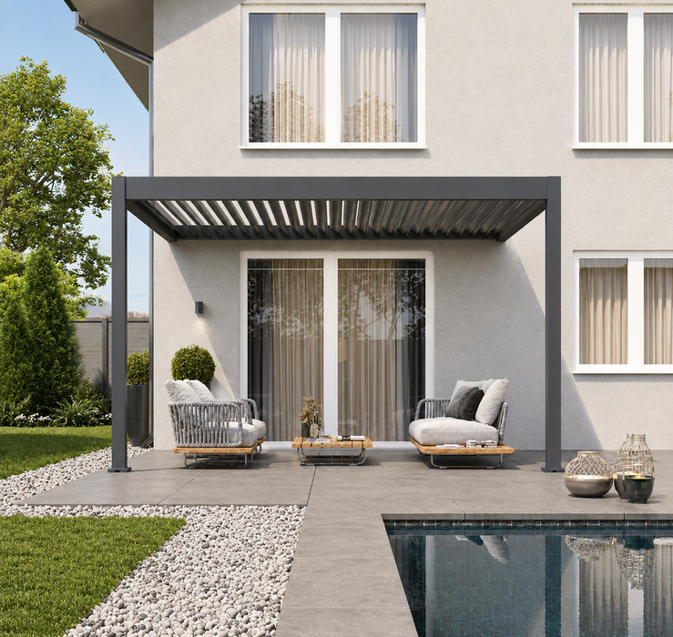Hampton Wall Mounted 3m x 4m Pergola Grey