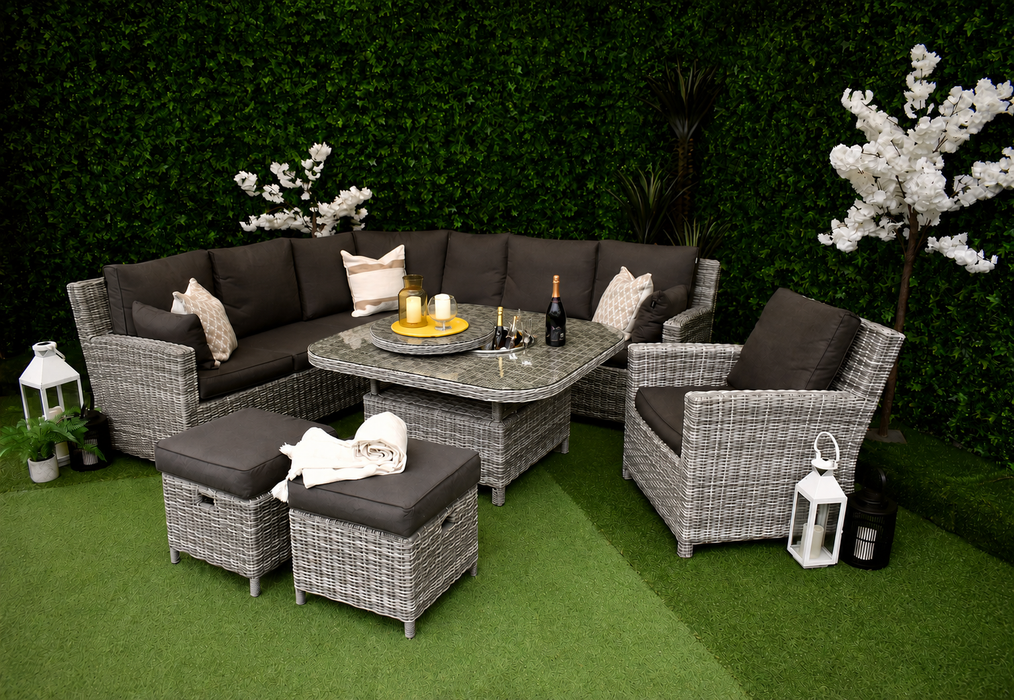 Tuscany Seven Piece Curved Corner Charcoal
