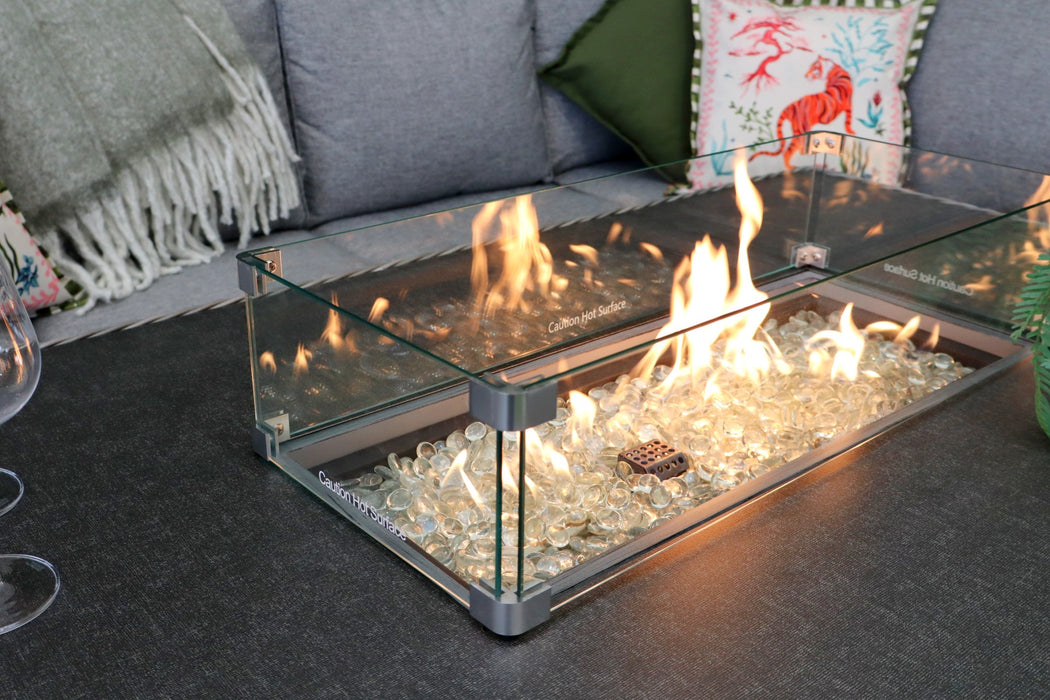 Tuscany L-Corner Fire Pit with Armchair Grey