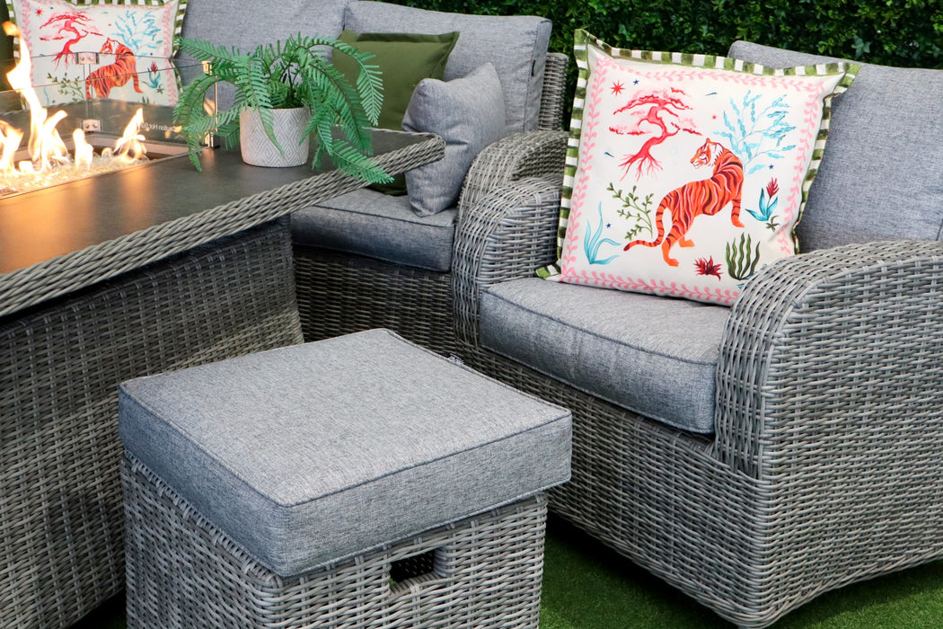 Tuscany L-Corner Fire Pit with Armchair Grey