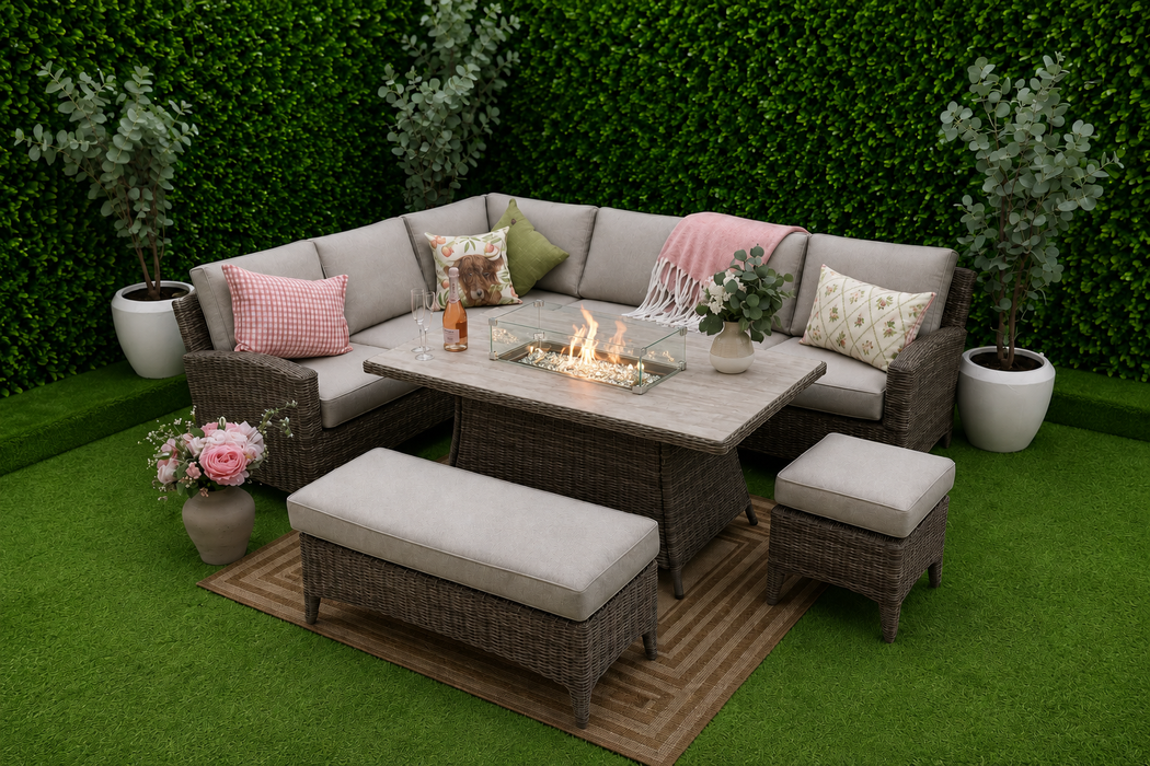Amalfi L-Corner Fire Pit Suite