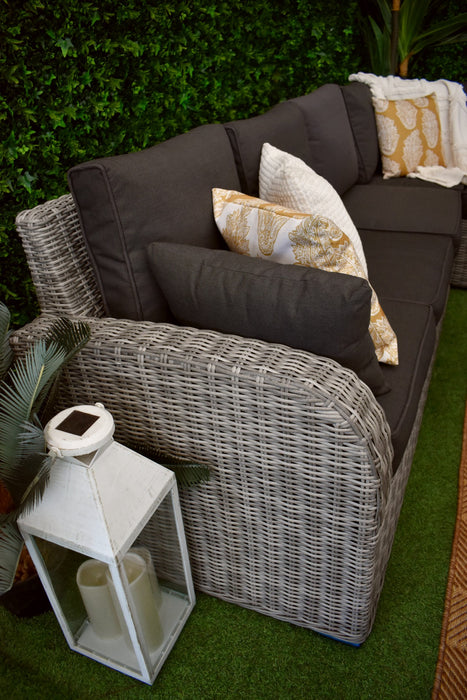 Tuscany L-Corner Fire Pit with Armchair Charcoal