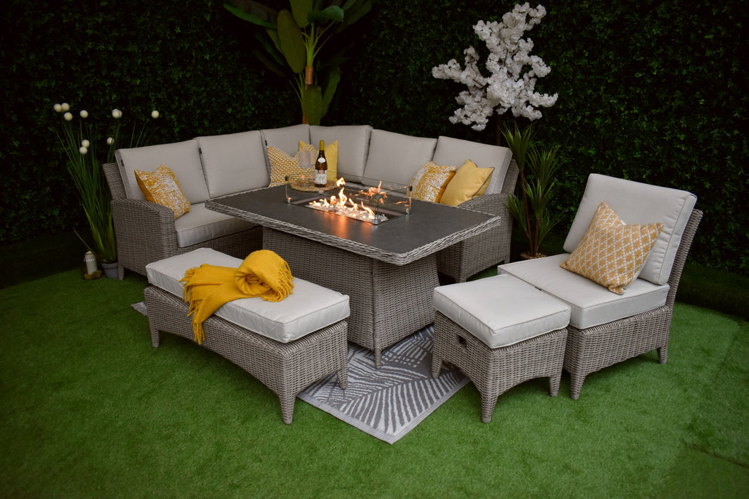 Rattan furniture with fire pit sale deals