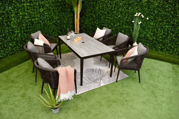 Seville Six Seater Black Rectangle Dining Suite