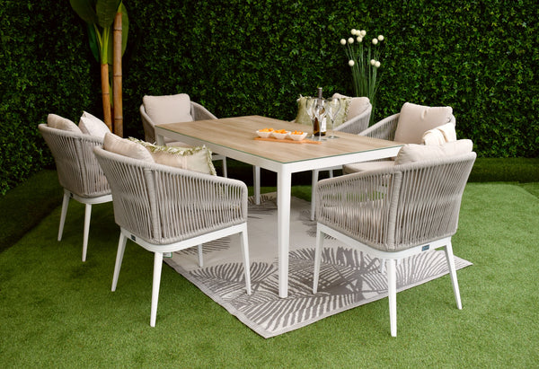 Seville Six Seater White Rectangle Dining Suite