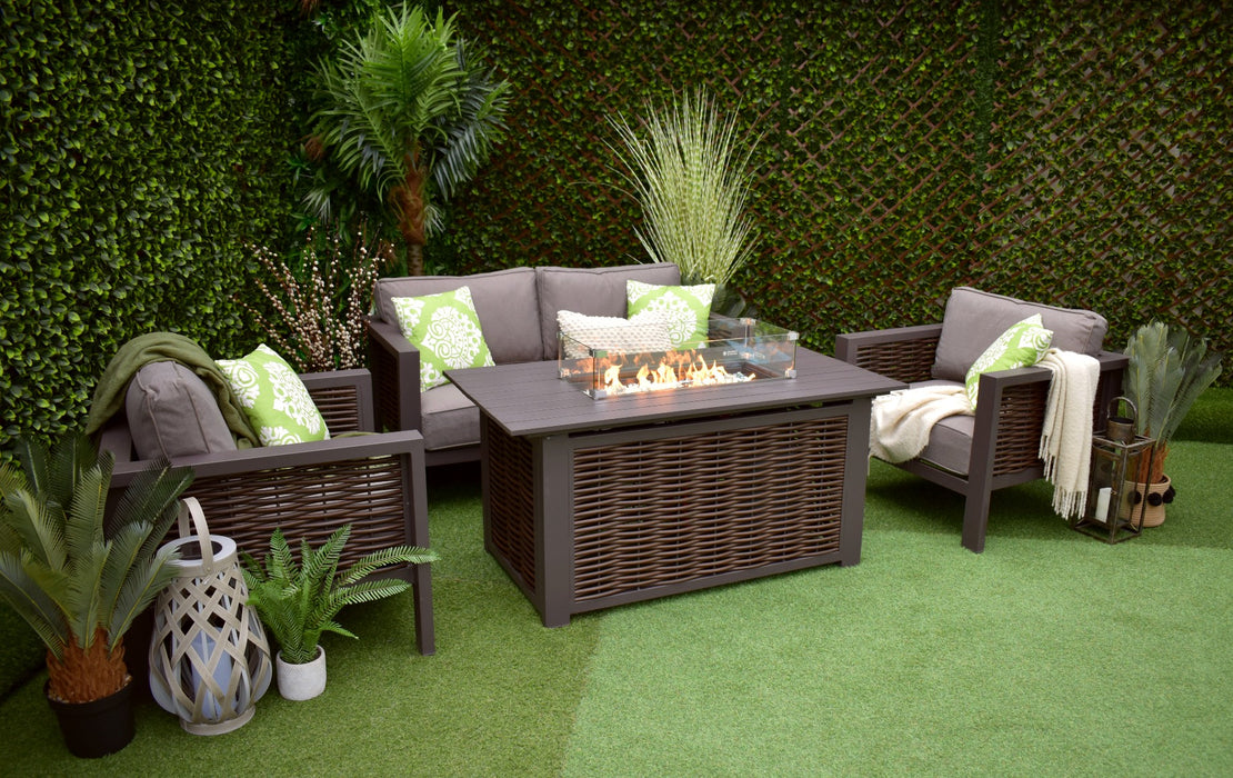 Sorrento Sofa Fire Pit Suite Rich Coffee