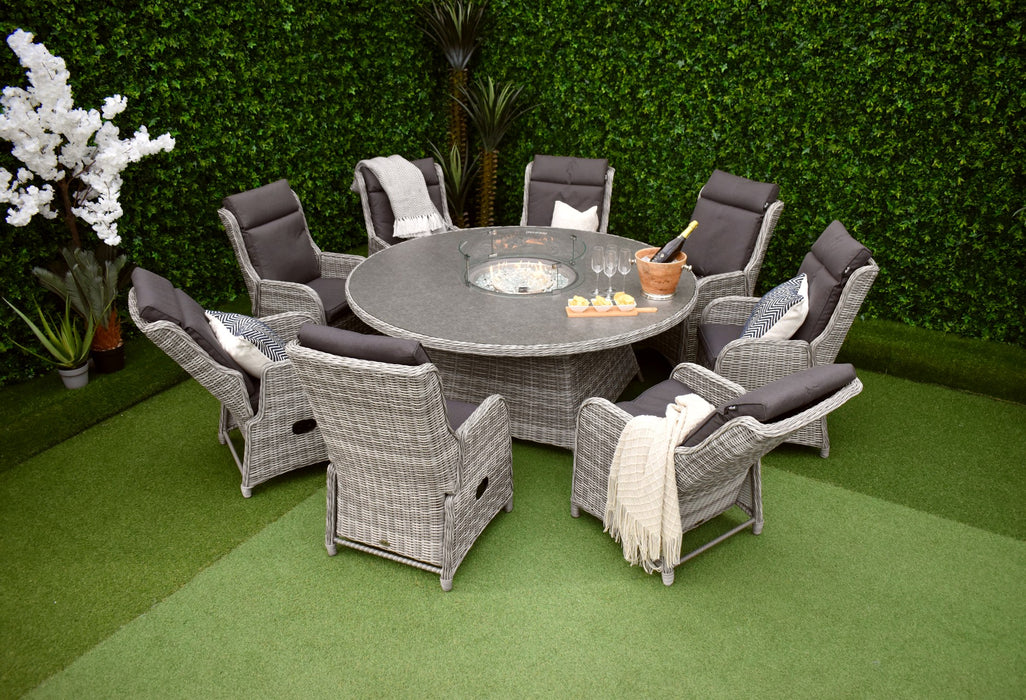Tuscany Eight Charcoal Reclining Firepit Suite