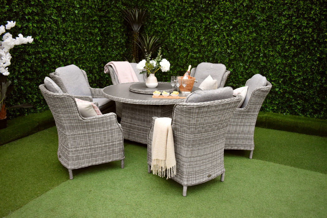 Tuscany Six Seater Grey Windsor Firepit Suite