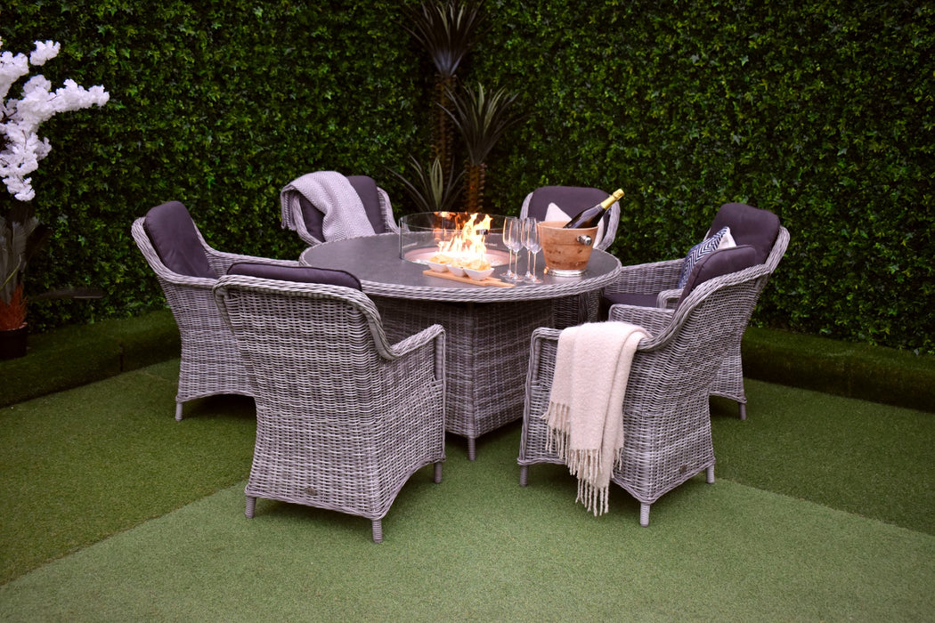 Tuscany Six Seater Charcoal Firepit Dining Suite