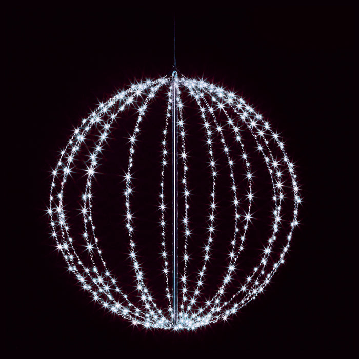 60cm White Metal Frame Ball with 640 White LED Lights