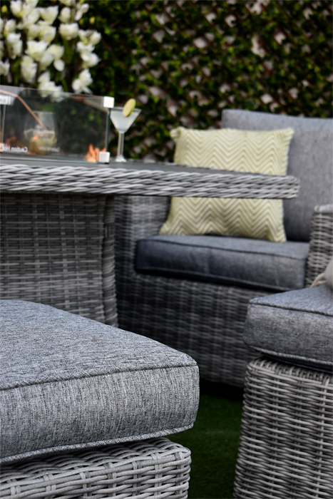 Tuscany Seven Piece Curved Corner with Firepit Grey