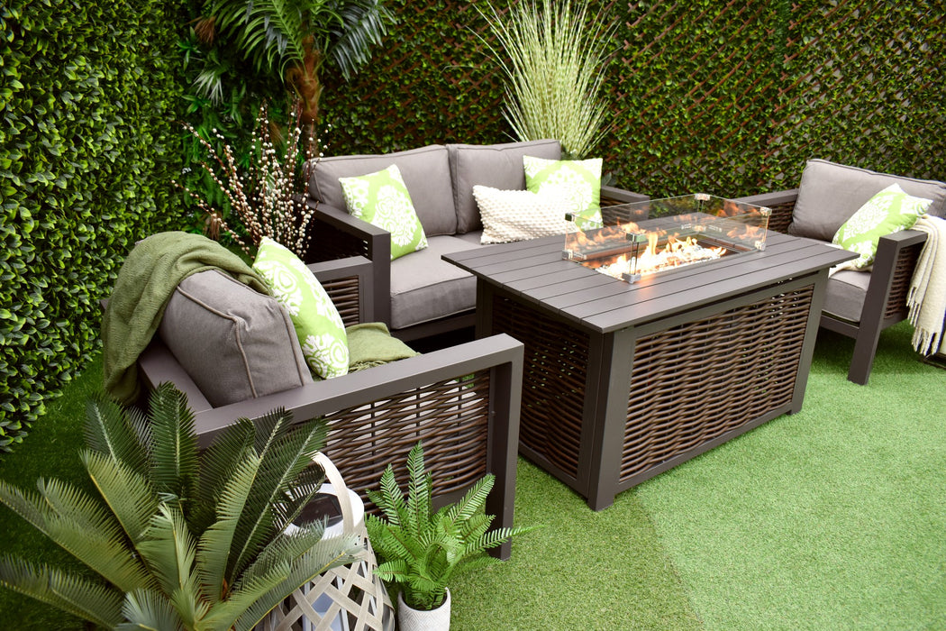 Sorrento Sofa Fire Pit Suite Rich Coffee