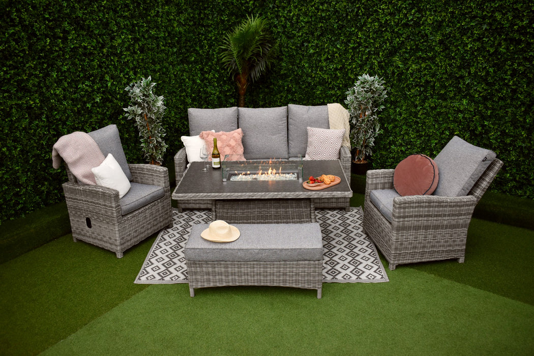 Tuscany Reclining 5pc Sofa Fire Pit Suite Grey