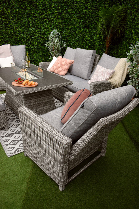 Tuscany Reclining 5pc Sofa Fire Pit Suite Grey