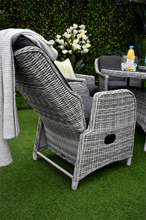 Tuscany Six Seater Dining and Reclining Suite Charcoal