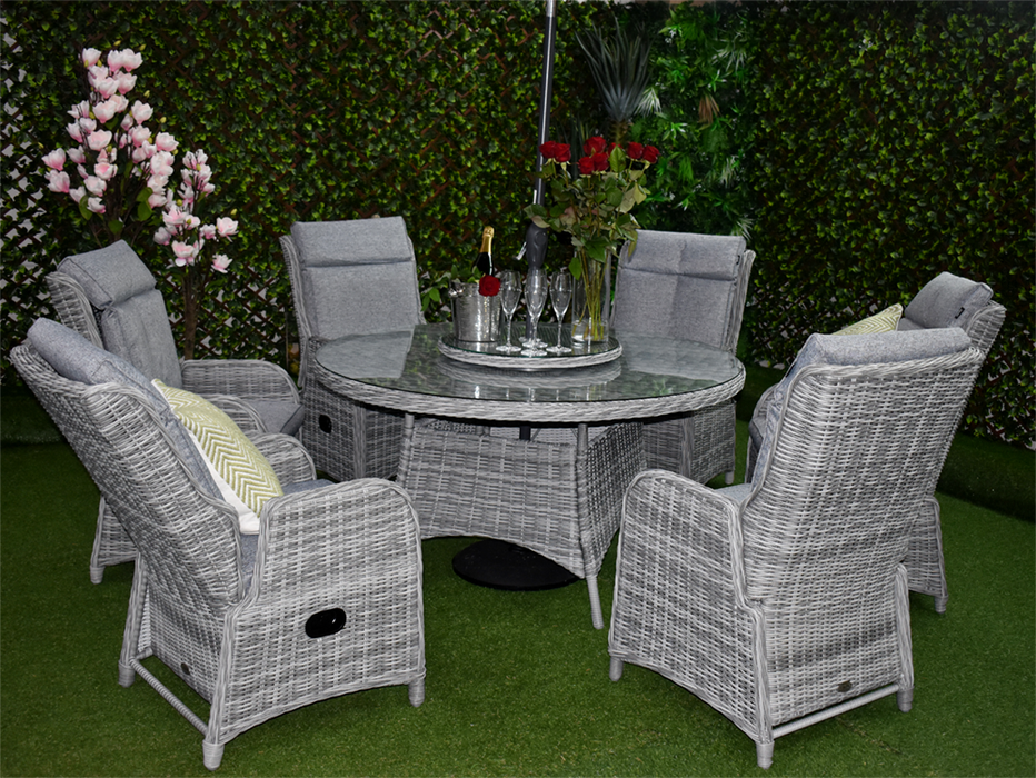Tuscany Six Seater Reclining Suite Grey