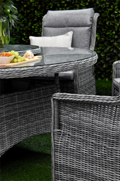 Tuscany Six Seater Dining & Reclining Suite Grey