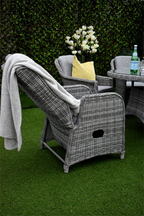 Tuscany Six Seater Dining & Reclining Suite Grey