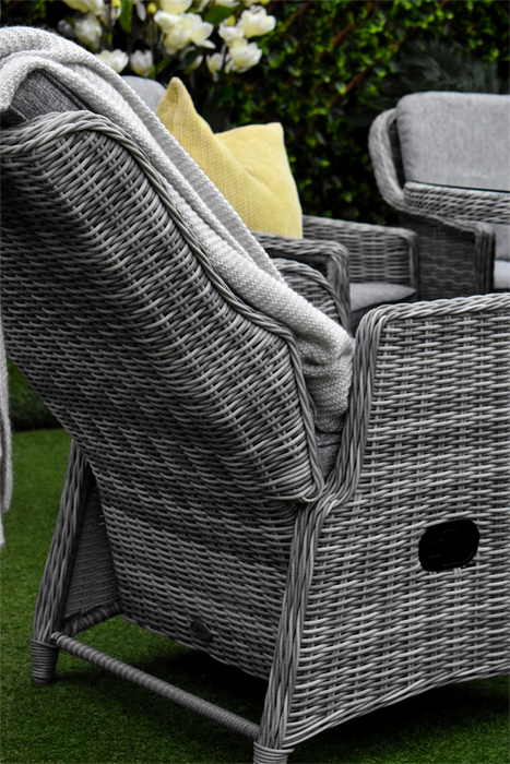 Tuscany Six Seater Dining & Reclining Suite Grey