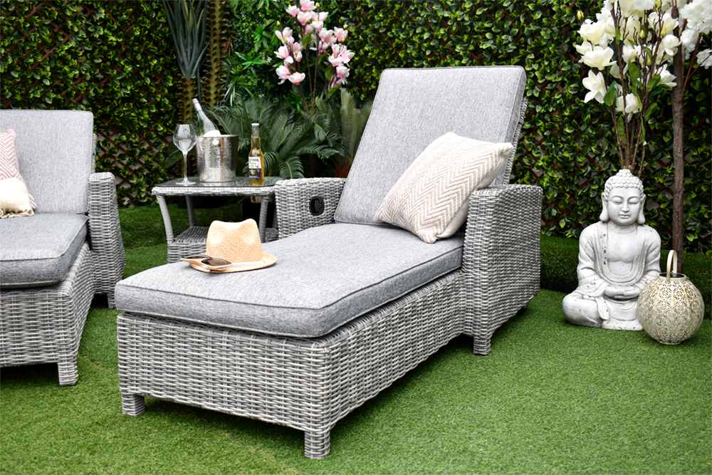 Grey rattan garden sun loungers hotsell