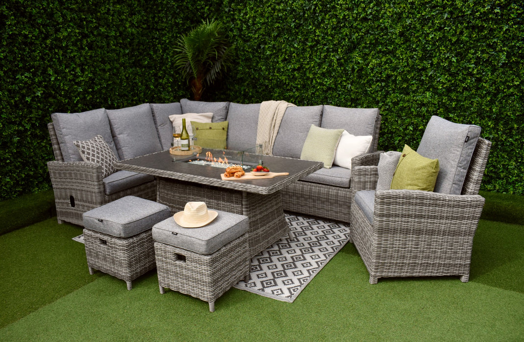 Tuscany L-Corner Reclining Firepit Speckled Grey