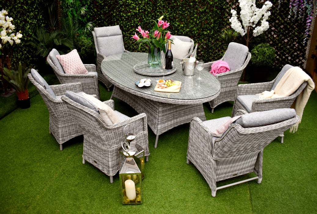 Tuscany Eight Oval Dining and Reclining Grey