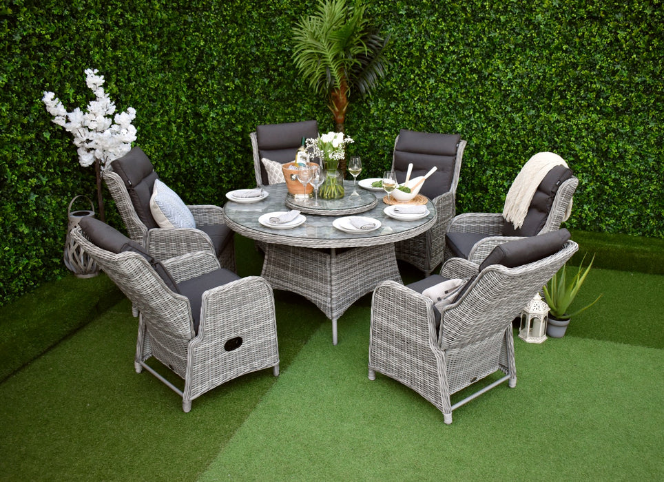 Tuscany Six Seater Reclining Suite Charcoal