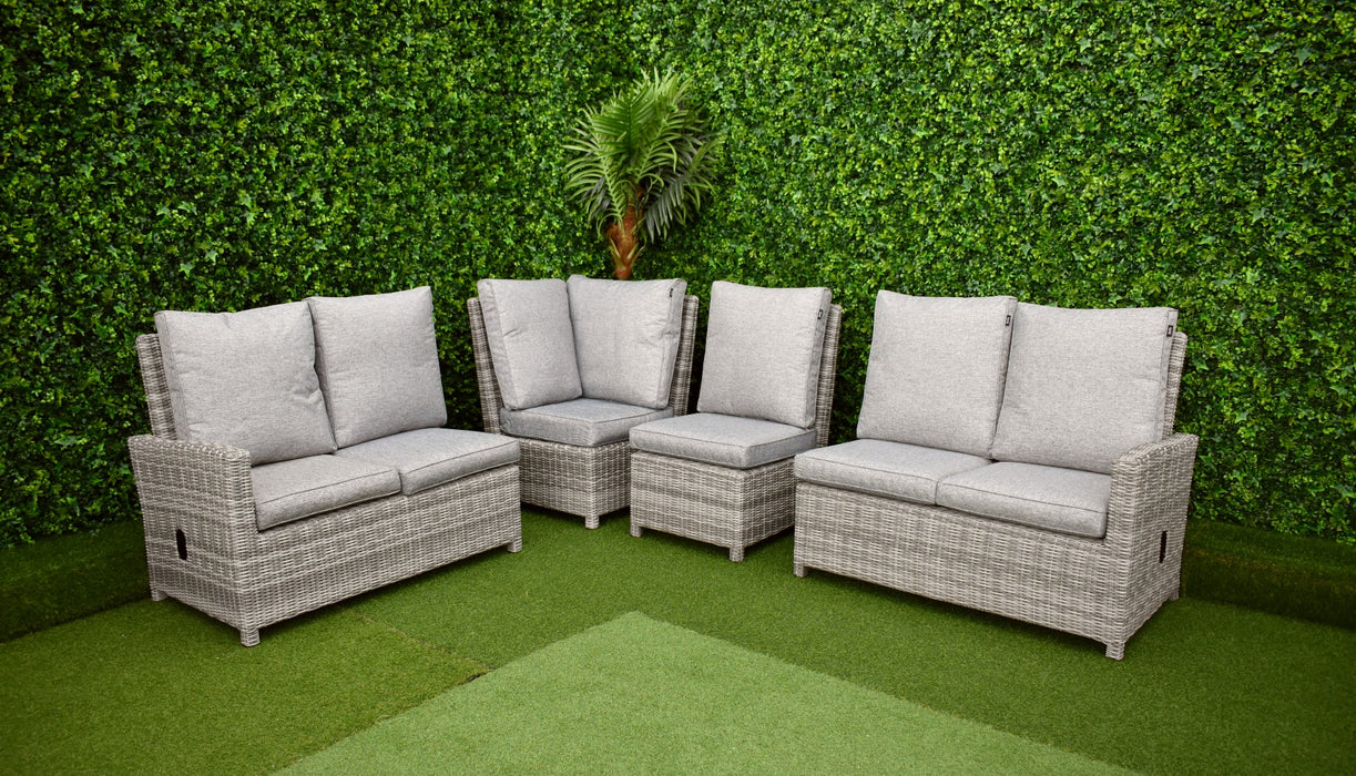 Tuscany L-Corner Reclining Firepit Speckled Grey