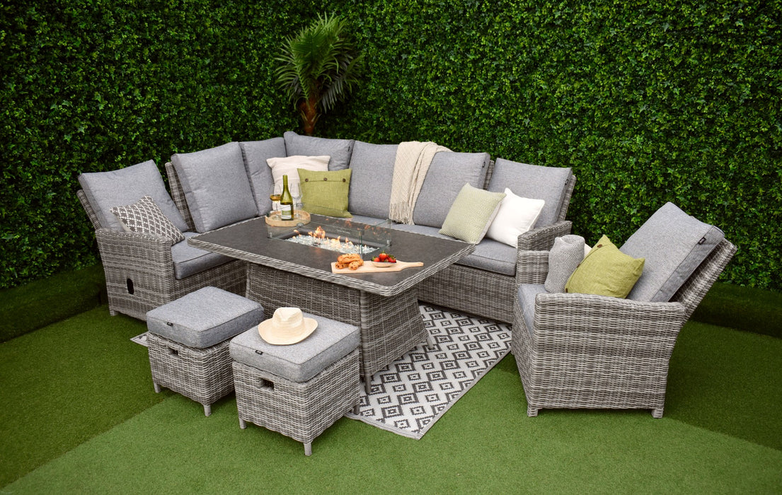 Tuscany L-Corner Reclining Firepit Speckled Grey