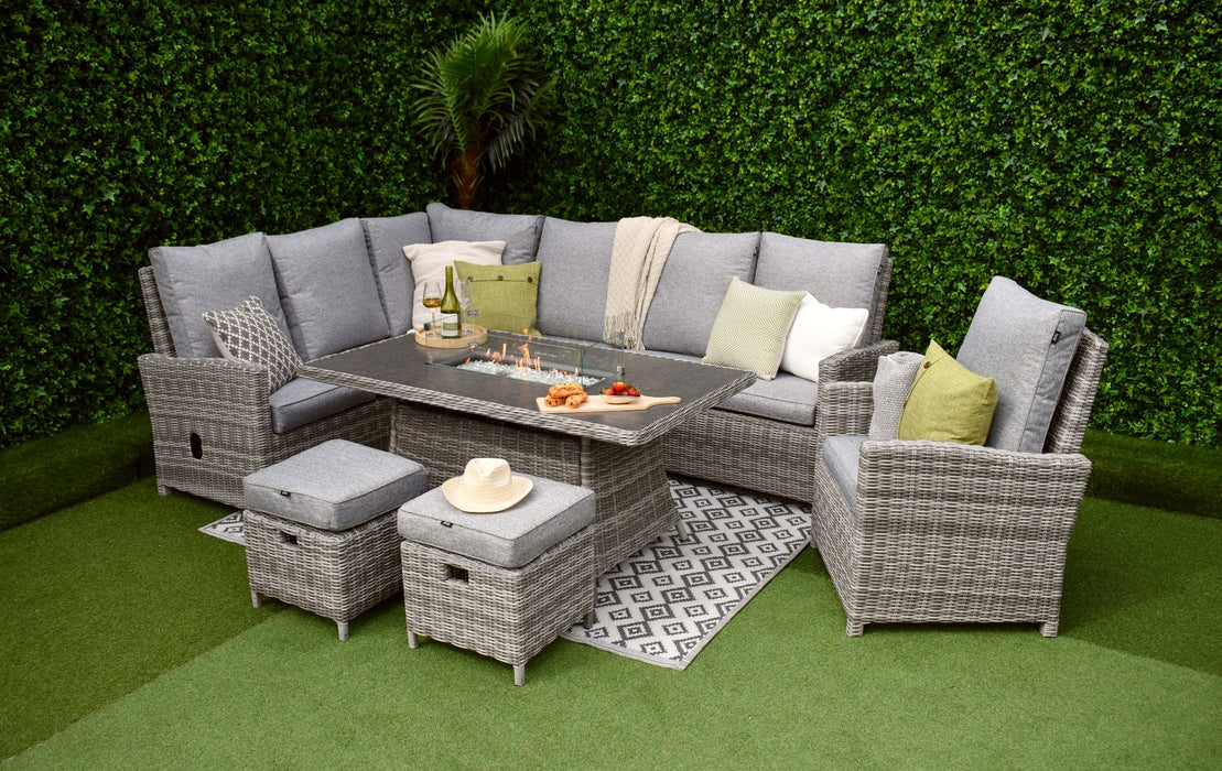 Tuscany L-Corner Reclining Firepit Speckled Grey